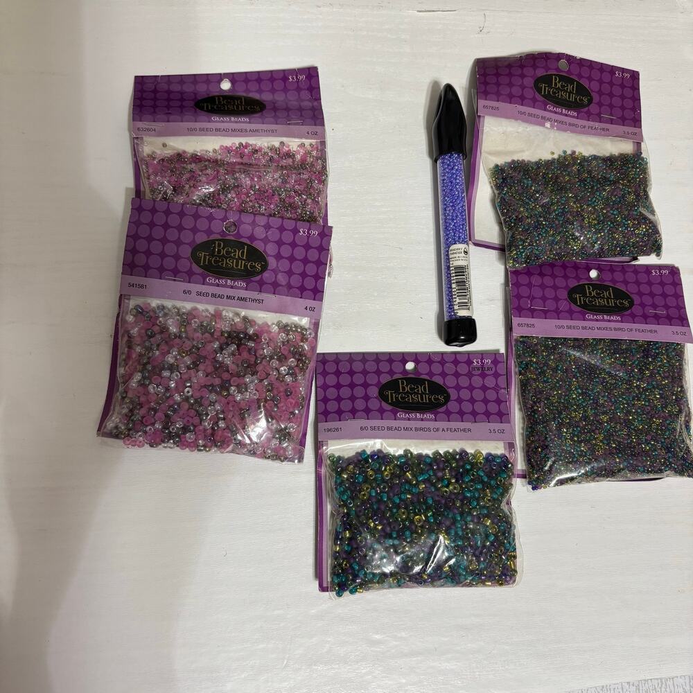 Seed Bead Lot Amethyst Mix and Birds of a Feather